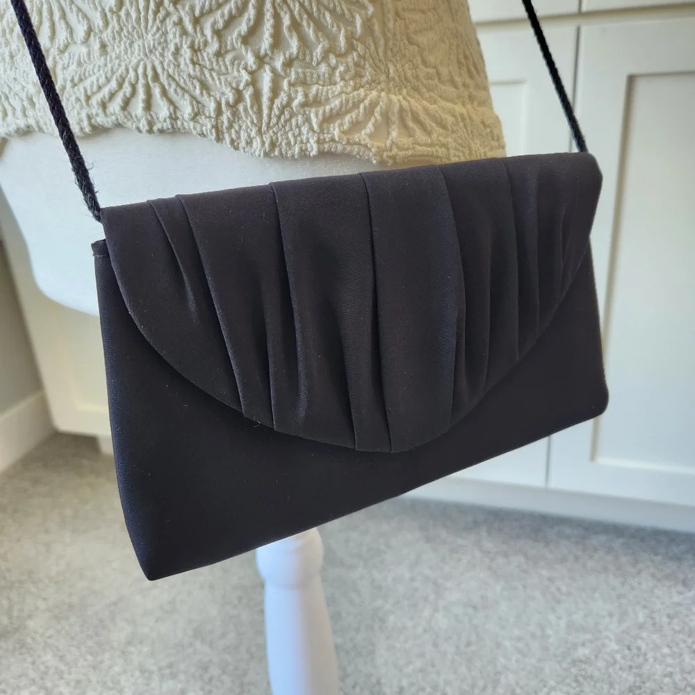 Le Regale Black Evening Formal Shoulder Bag Clutch Crossbody Elegant Glam Classy - Picture 3 of 13